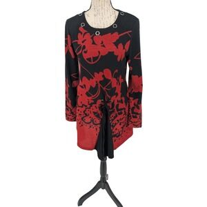 PAPA VANCOUVER Sweater SMALL Red Black Gothic Hippie Vampy Artsy Lagen Look